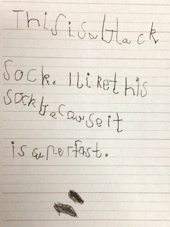 A student’s work in own handwriting, with illustrations to match writing.